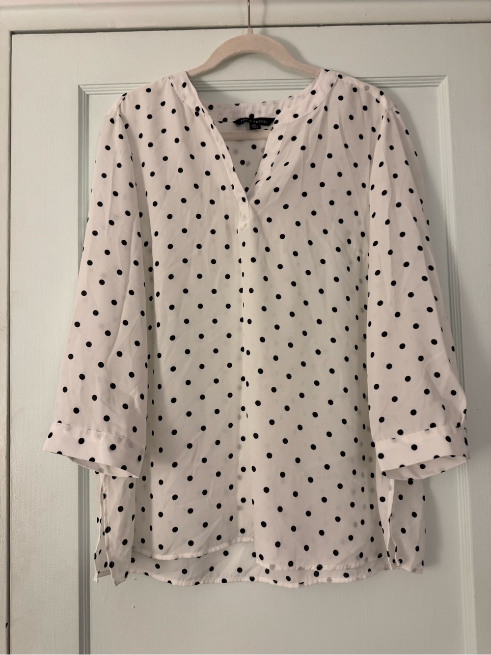 Zac & Rachel White Blouse with Black Polka Dots